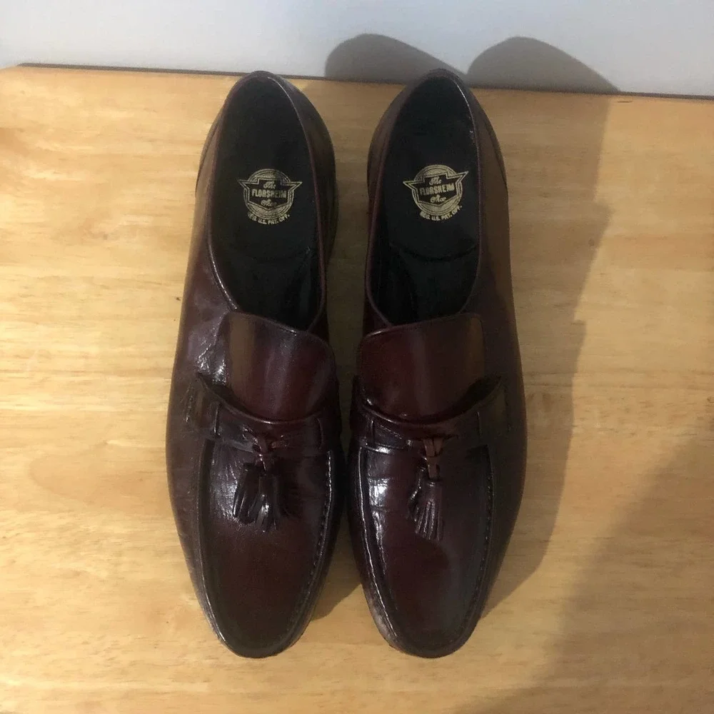 Florsheim Black Cherry Moc Toe Dress Loafer with Tassels | Men's Size 10.5B